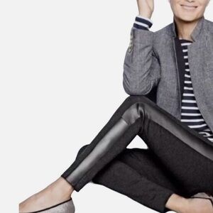 J. Crew Women’s Pointe Knit Leather Trim Panel High Waist Leggings.  Size 6
